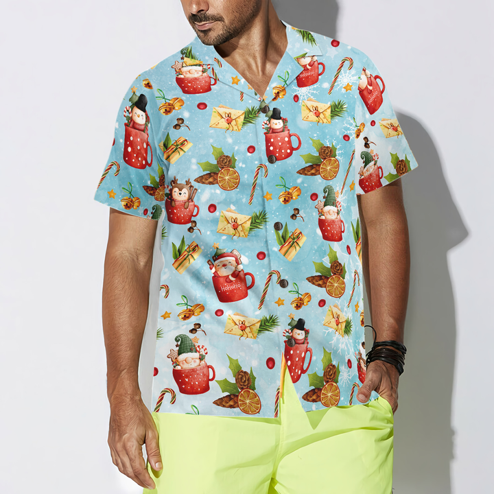 Drune | Hyperfavor Santa Weihnachtsmuster 2 Muster Hawaiian Hemd, Weihnachtshemden Kurzarm Knopfdown Hemd für Männer und Frauen