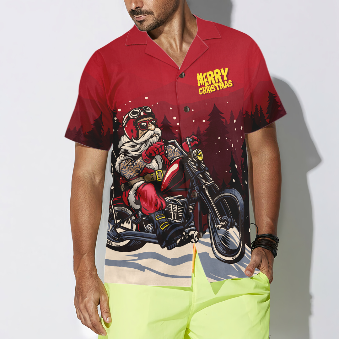 Drune | Hyperfavor Weihnachts Hawaiian Shirts, Santa Motobike Hemd Kurzarm, Weihnachtshemd Geschenkidee für Männer und Frauen