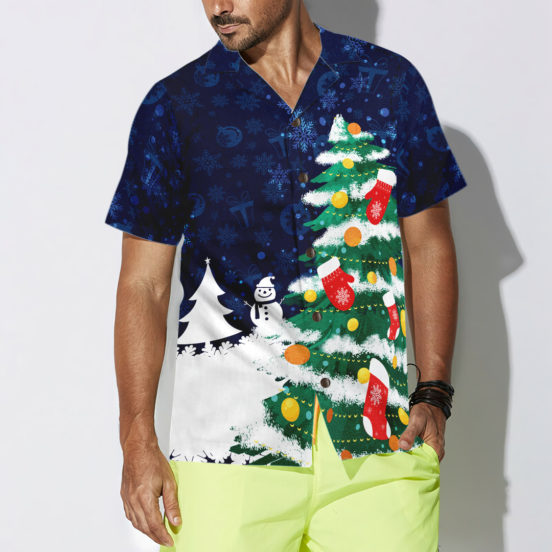 Drune | Hyperfavor Weihnachtsbaum Hawaiian Shirt, Weihnachtshemden Kurzarm Button-Down-Hemd für Männer und Frauen
