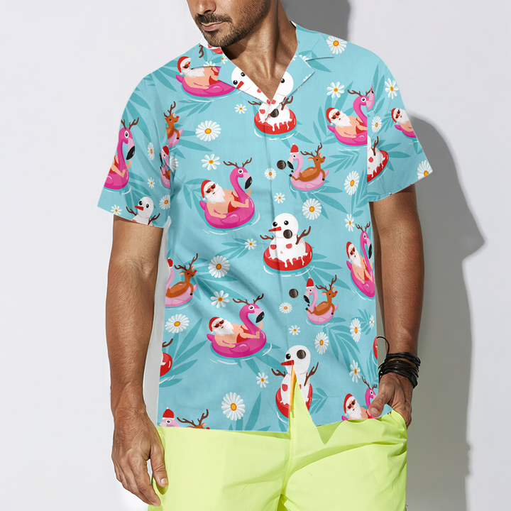 Drune | Hyperfavor Weihnachts-Hawaiian-Shirts, Santa Strand Sommer Muster Shirt Kurzarm, Weihnachtshemden Idee Geschenk Für Männer Und Frauen