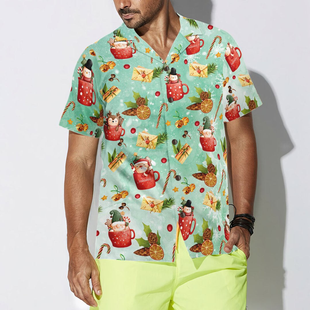 Drune | Hyperfavor Santa Weihnachtsmuster 1 Muster Hawaiian Shirt, Weihnachtshemden Kurzarm Hemd mit Knopfleiste für Männer und Frauen