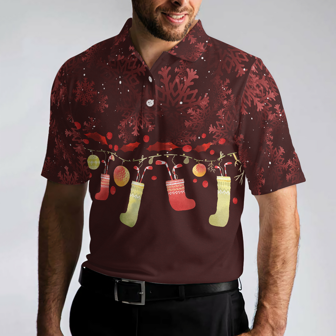 Drune | Weihnachts Golf Polo Hemden - Herren Golf Polo Hemden Kurzarm - Rotes Weihnachtsmuster Hemd Dry Fit - Weihnachts Hemd Geschenkidee für Männer