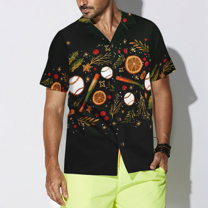 Drune | Hyperfavor Weihnachten Hawaiian-Shirts für Männer und Frauen, Weihnachts-Baseballmuster Hawaiian-Shirt mit Knopfleiste Kurzarm