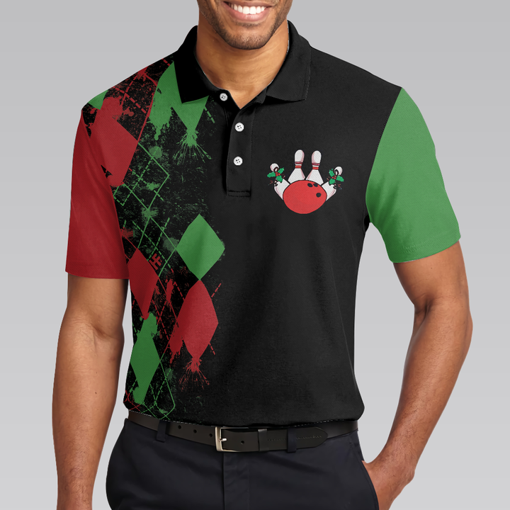Drune | Bowly Nachthemd Poloshirt, Weihnachtsmotiv Poloshirt Design, Beste Weihnachtsgeschenkidee für Bowlingliebhaber