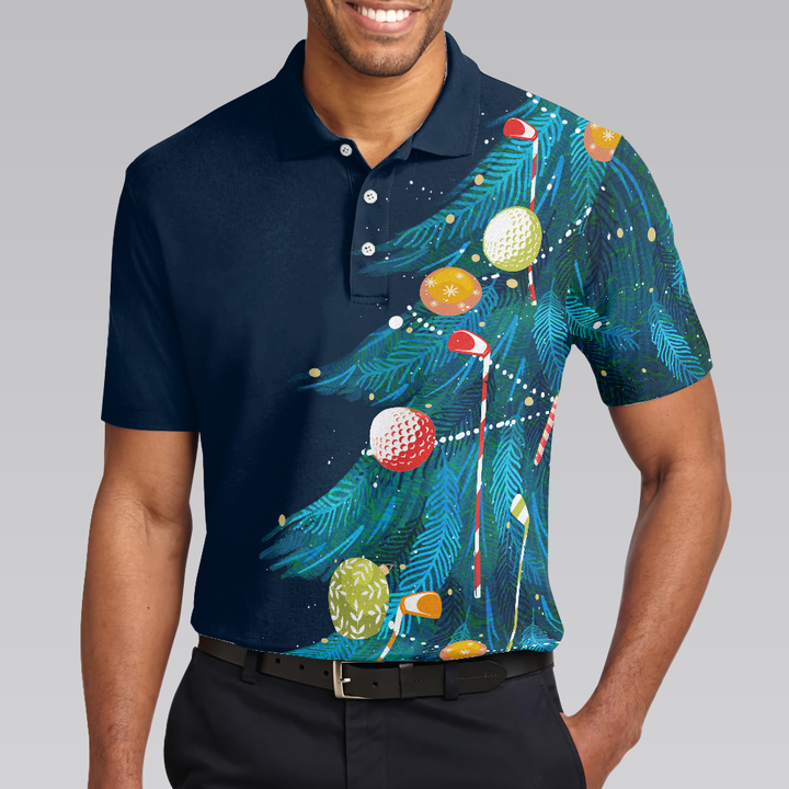 Drune | Weihnachts Golf Polo Shirts - Herren Golf Polo Shirts Kurzarm - Weihnachtsbaum Muster Shirt Dry Fit - Weihnachts Shirt Geschenkidee für Männer