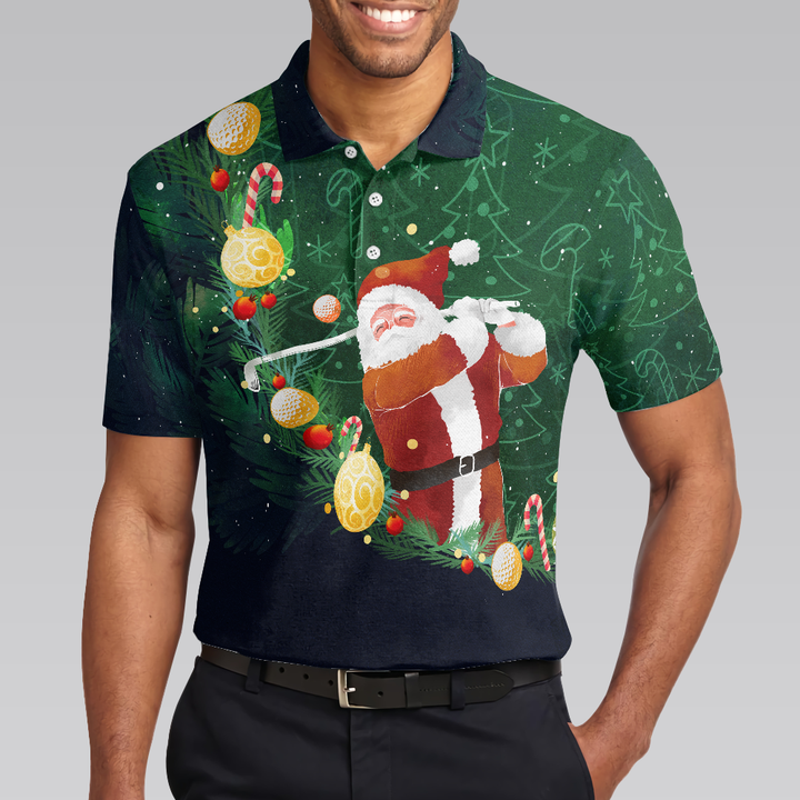 Drune | Weihnachts Golf Polohemden - Herren Golf Polohemden Kurzarm - Santa Golfspiel Muster Shirt - Weihnachts Shirt Geschenkidee für Männer
