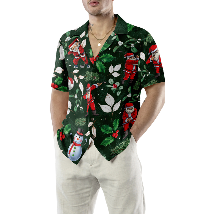 Drune | Hyperfavor Weihnachten Hawaiianische Hemden, Santa Golfspiel Muster Hemd Kurzarm, Weihnachtshemd Geschenkidee für Männer und Frauen