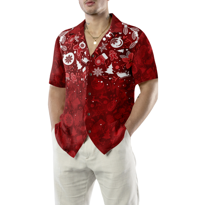 Drune | Hyperfavor Weihnachts-Hawaiian-Shirts für Männer und Frauen, Weihnachts-Lebkuchenmann-Hawaiian-Shirt mit Knopfleiste Kurzarm