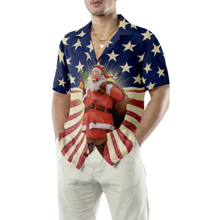 Drune | Hyperfavor Santa Weihnachten Santa Amerika Hawaiian-Shirt, Weihnachtshemden Kurzarm Knopf-down-Hemd für Männer und Frauen
