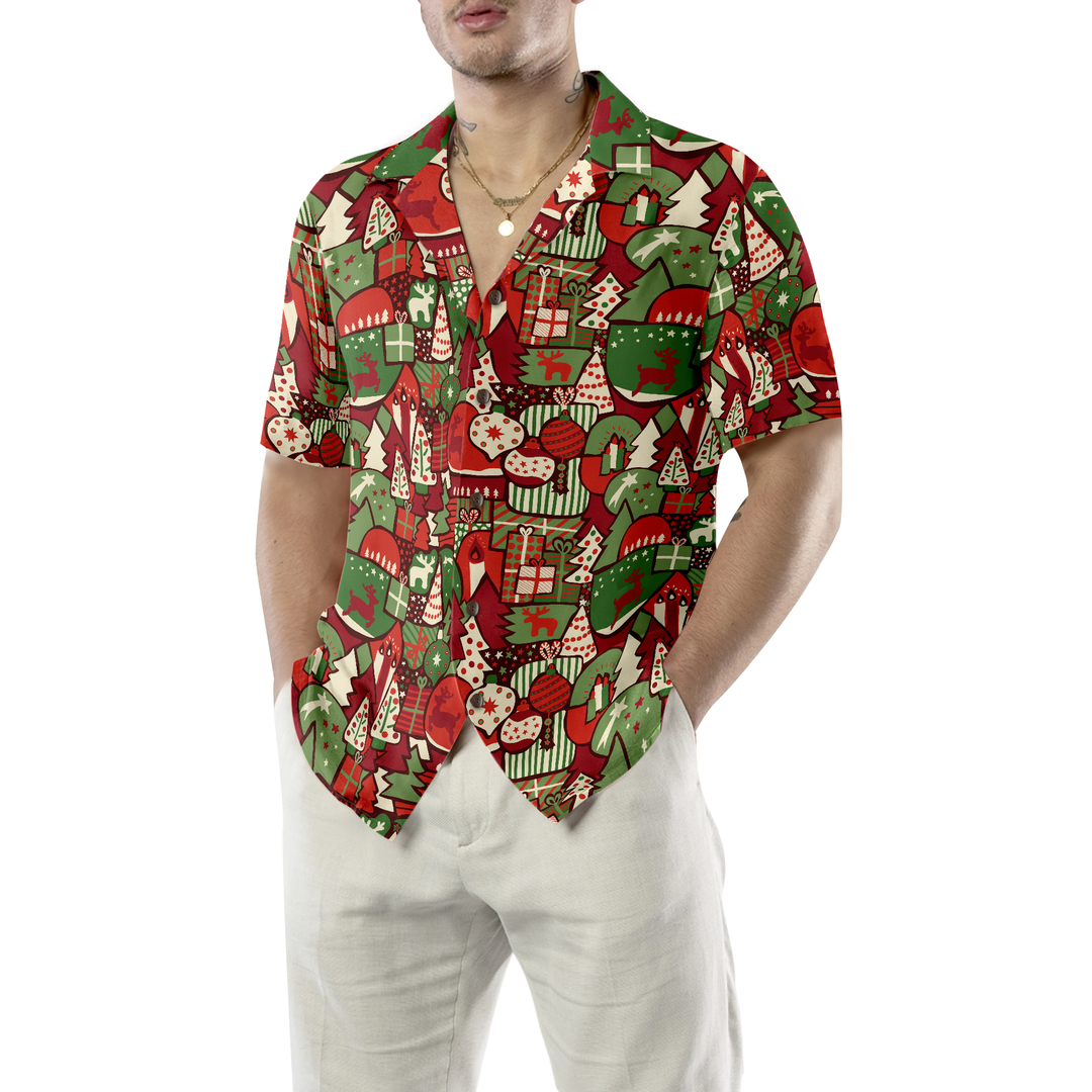 Drune | Hawaiian Hemden, Weihnachtsgeschenk Musterhemd Kurzarm, Weihnachtshemd Geschenkidee für Männer und Frauen