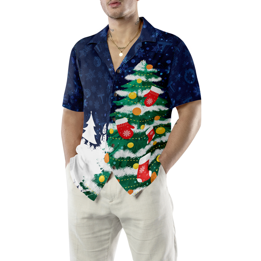 Drune | Hyperfavor Weihnachtsbaum Hawaiian Shirt, Weihnachtshemden Kurzarm Button-Down-Hemd für Männer und Frauen