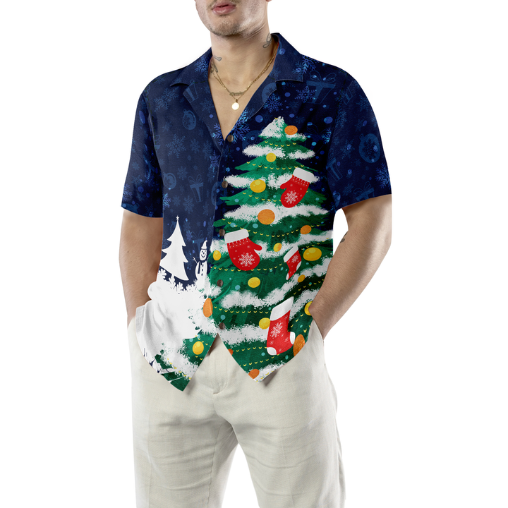 Drune | Hyperfavor Weihnachtsbaum Hawaiian Shirt, Weihnachtshemden Kurzarm Button-Down-Hemd für Männer und Frauen