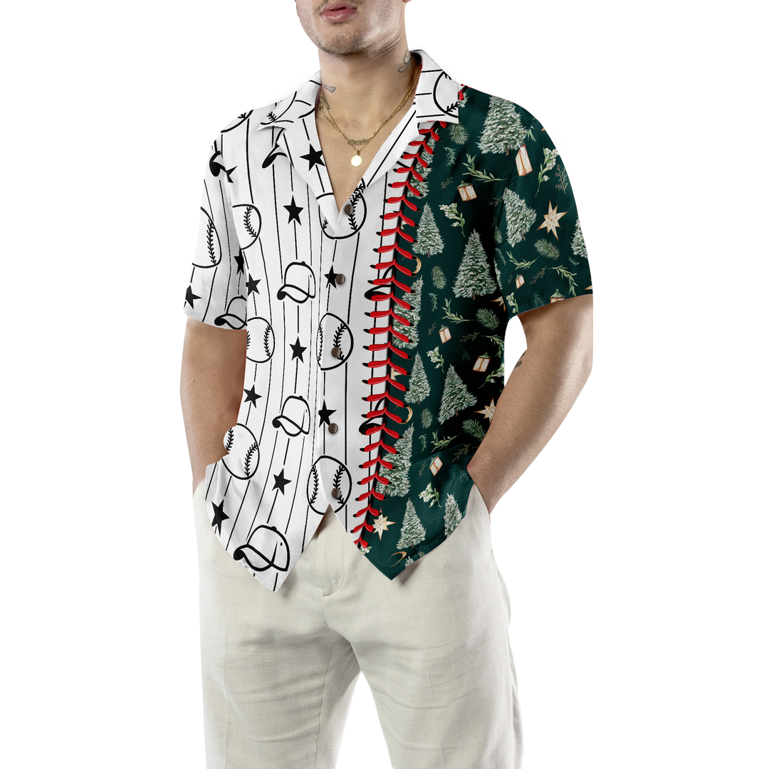 Drune | Hyperfavor Weihnachts-Hawaiian-Shirts, Baseball-Muster-Shirt kurzarm, Weihnachts-Shirt-Idee Geschenk für Männer und Frauen