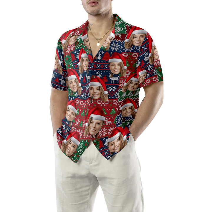 Drune | Lustige benutzerdefinierte Gesichts-Weihnachts-02 benutzerdefinierte Hawaiian-Shirt