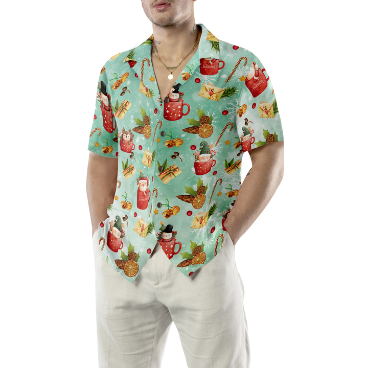 Drune | Hyperfavor Santa Weihnachtsmuster 1 Muster Hawaiian Shirt, Weihnachtshemden Kurzarm Hemd mit Knopfleiste für Männer und Frauen