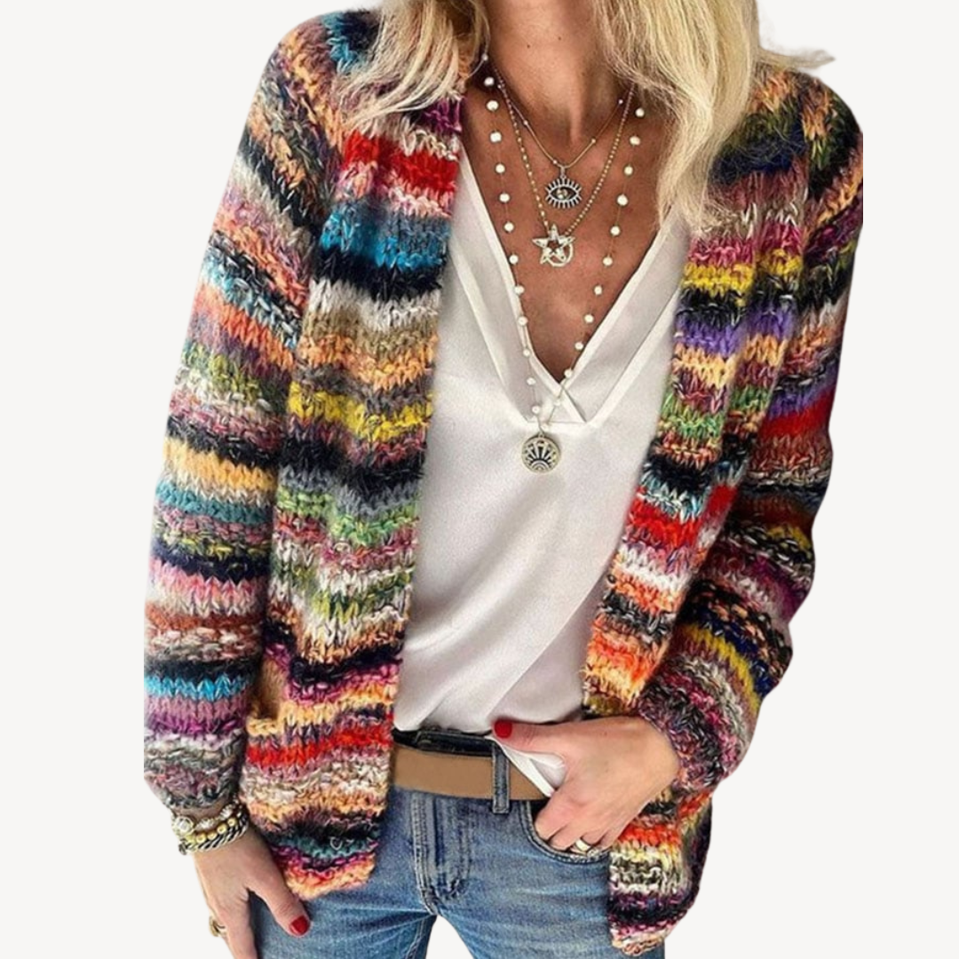 Drune | Damen Mehrfarbiger Strickcardigan