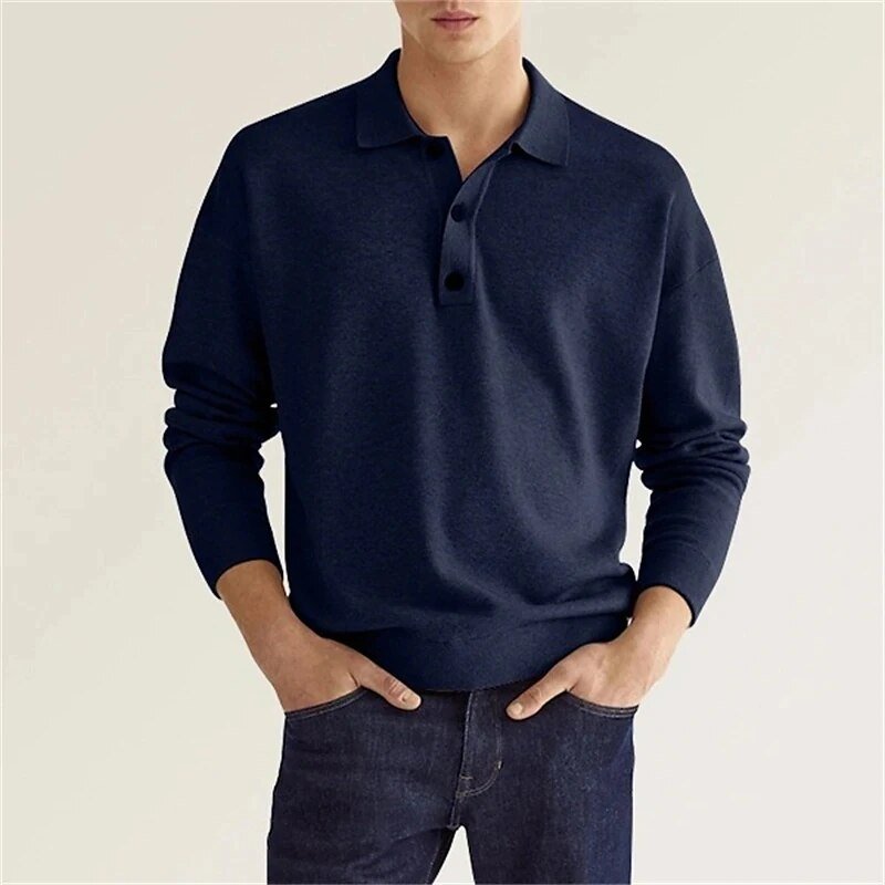 Drune | Klassische Langarm-Poloshirt für Männer