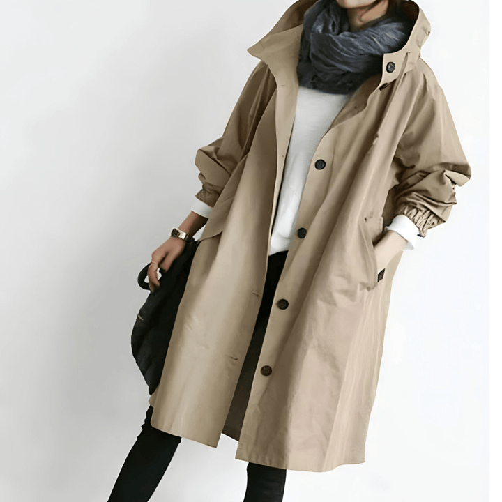 Drune | Trench Coat Damen mit Kapuze - Wetterfest