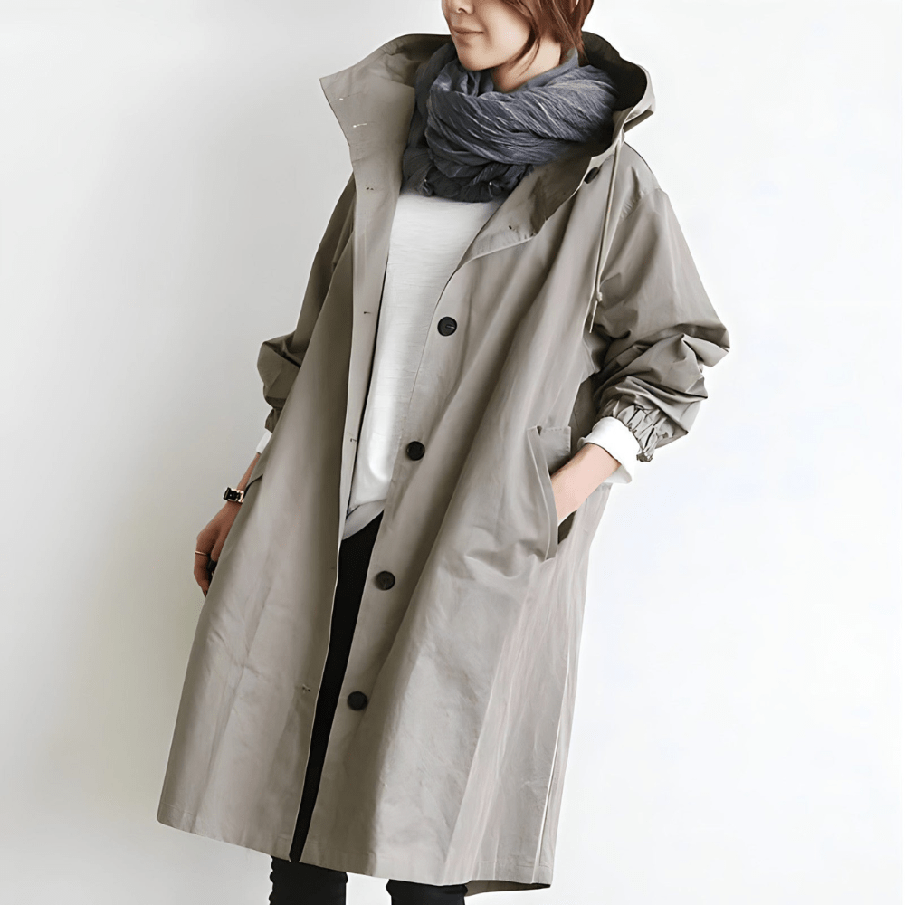 Drune | Trench Coat Damen mit Kapuze - Wetterfest