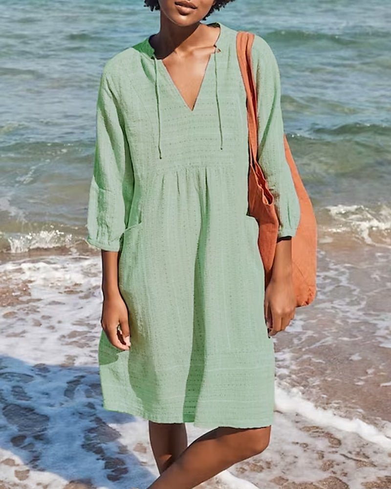 Drune | Entspanntes Boho-Hemdkleid mit V-Ausschnitt für Damen