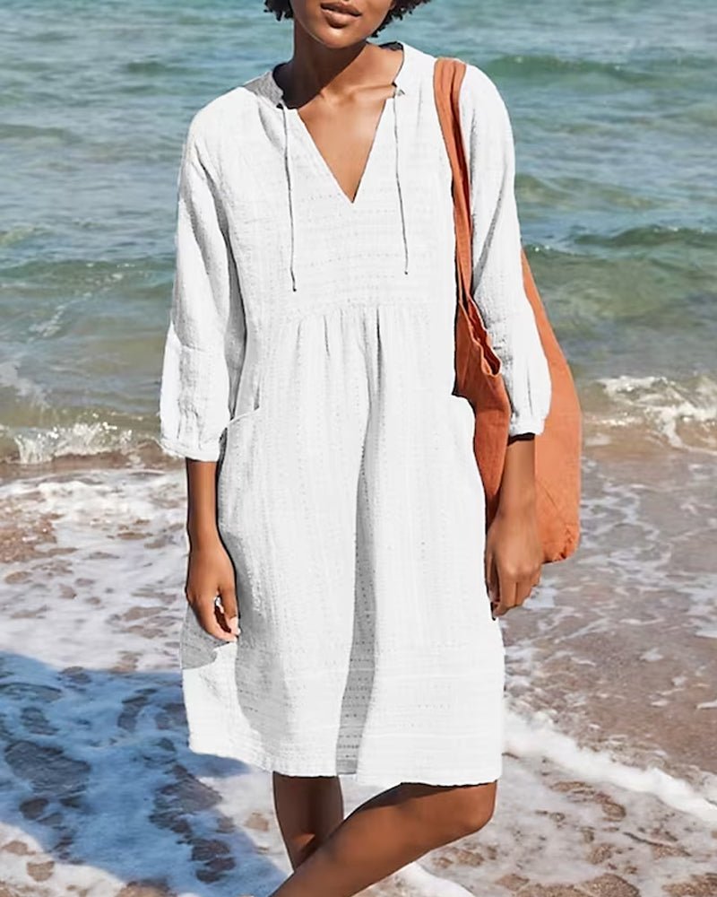 Drune | Entspanntes Boho-Hemdkleid mit V-Ausschnitt für Damen
