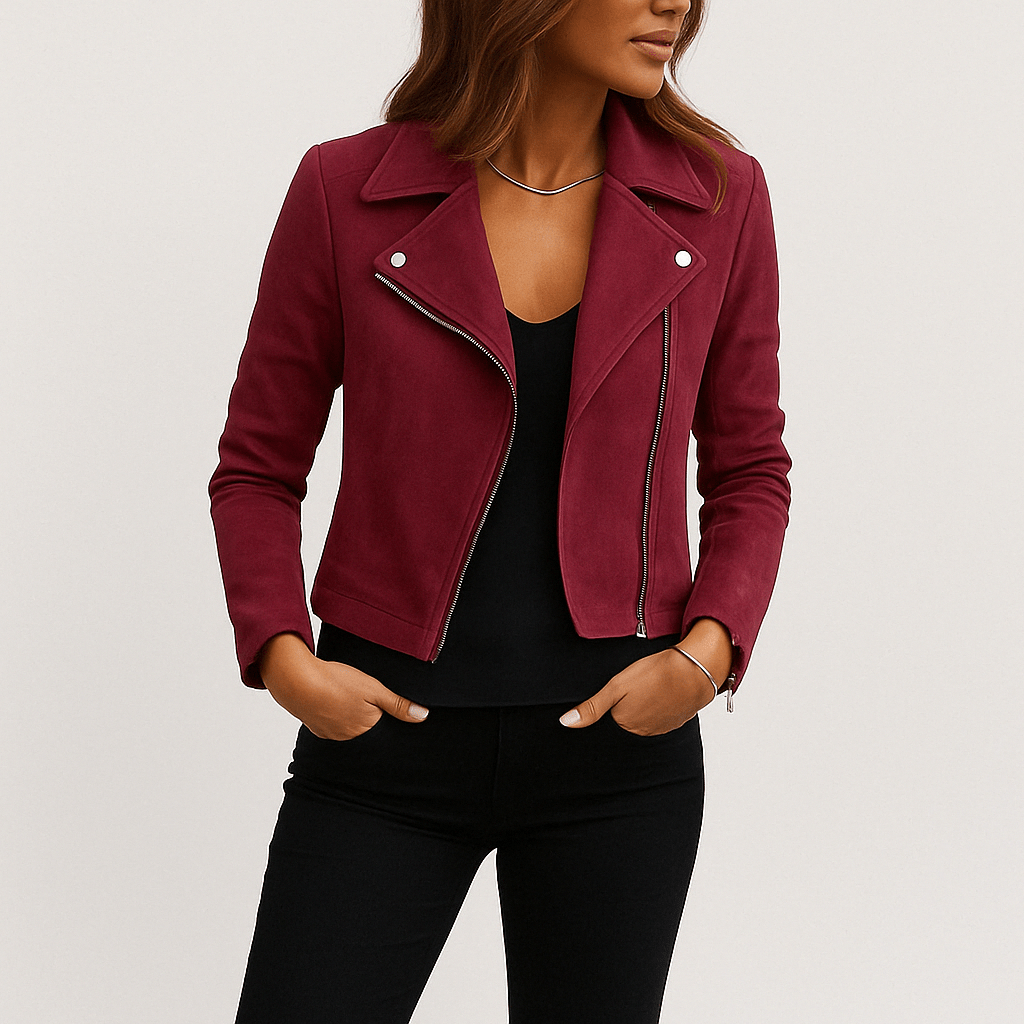 Drune | Bikerjacke Aus Wildlederimitat Stylische Übergangsjacke mit Reißverschlussdetails