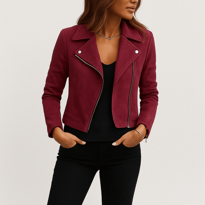 Drune | Bikerjacke Aus Wildlederimitat Stylische Übergangsjacke mit Reißverschlussdetails