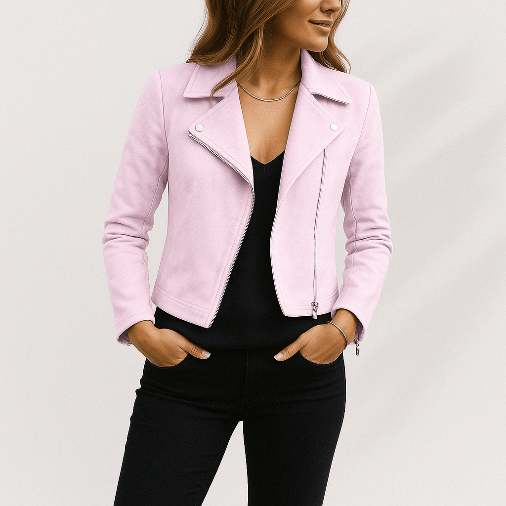 Drune | Bikerjacke Aus Wildlederimitat Stylische Übergangsjacke mit Reißverschlussdetails