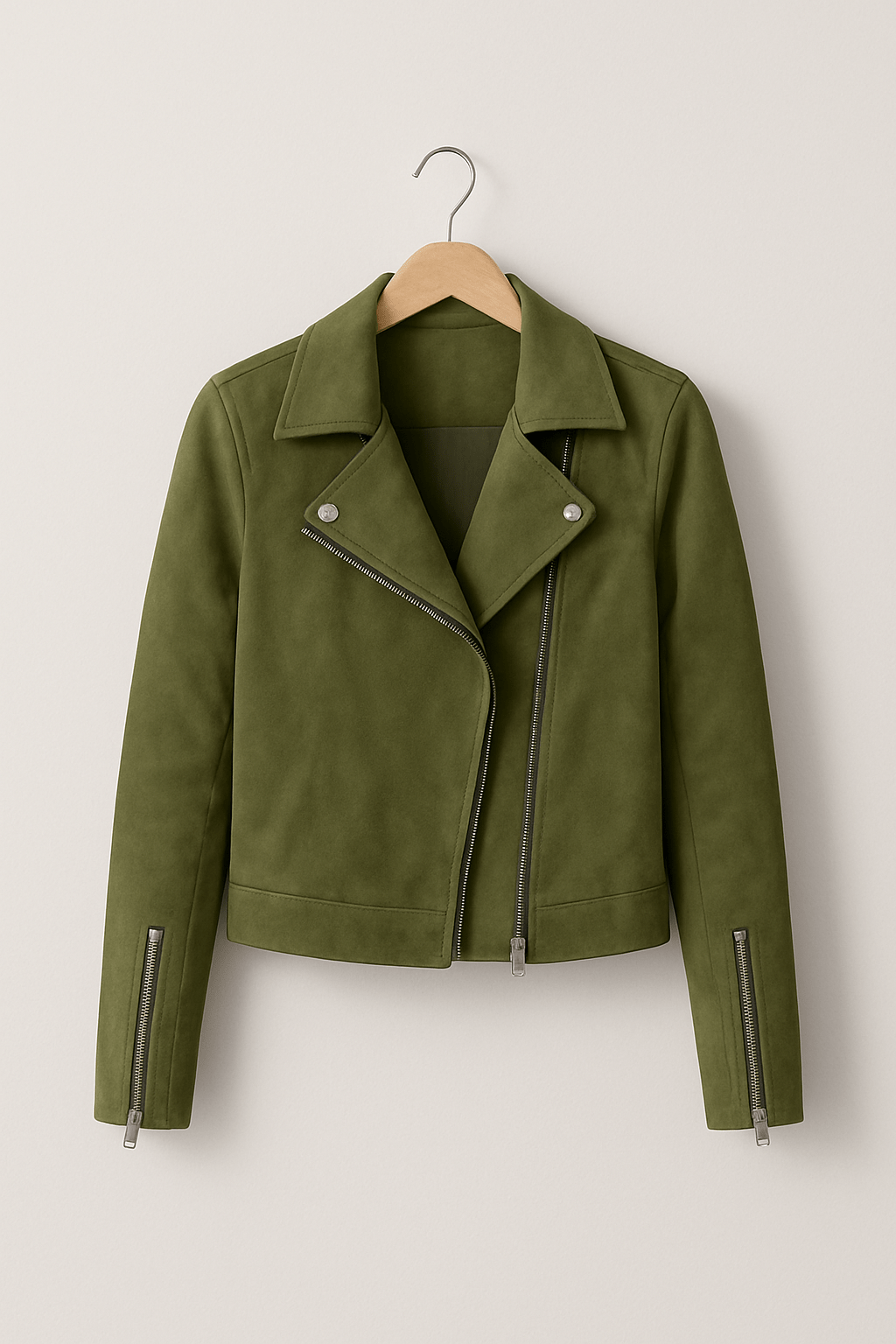 Drune | Bikerjacke Aus Wildlederimitat Stylische Übergangsjacke mit Reißverschlussdetails