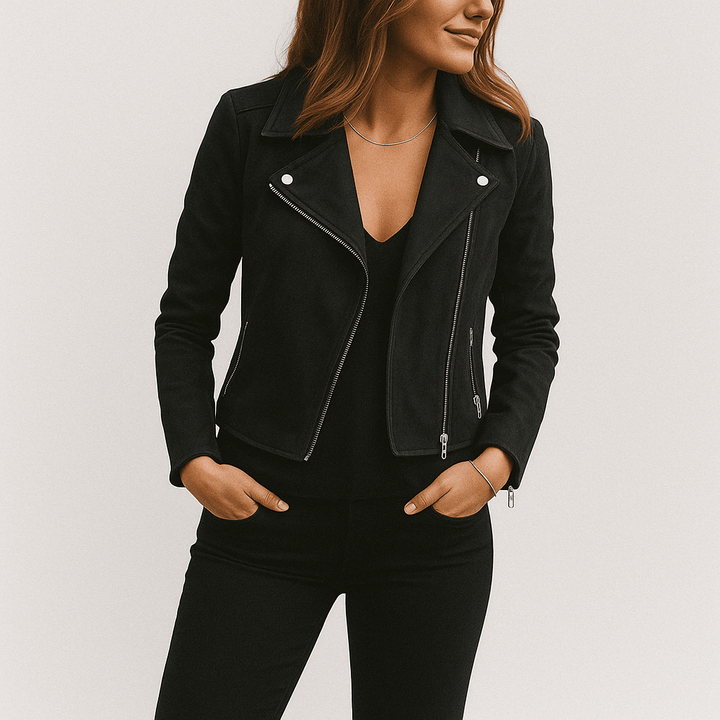 Drune | Bikerjacke Aus Wildlederimitat Stylische Übergangsjacke mit Reißverschlussdetails