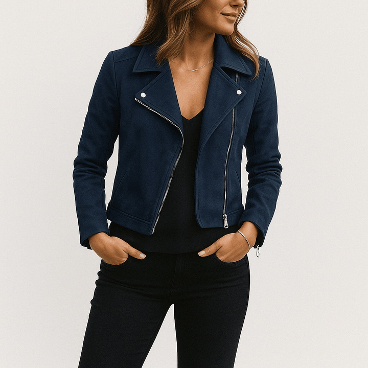 Drune | Bikerjacke Aus Wildlederimitat Stylische Übergangsjacke mit Reißverschlussdetails