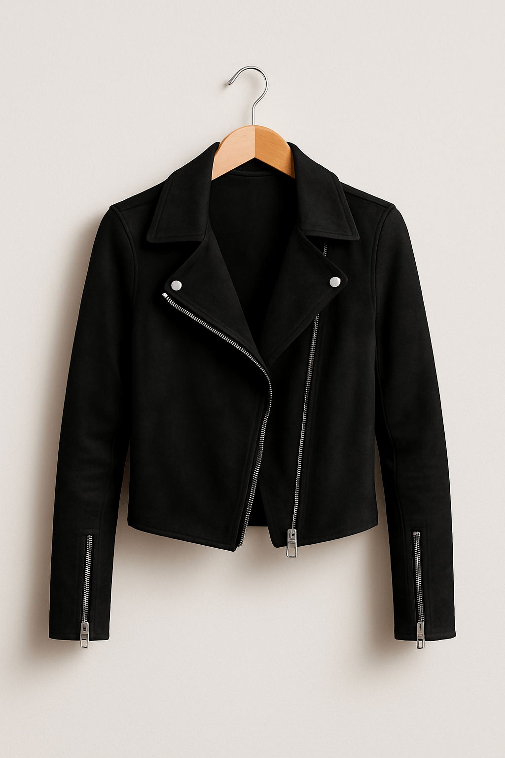 Drune | Bikerjacke Aus Wildlederimitat Stylische Übergangsjacke mit Reißverschlussdetails