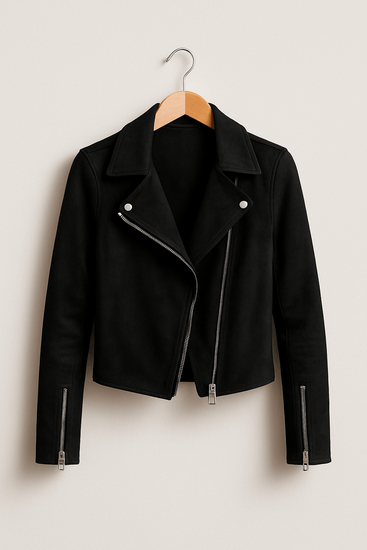 Drune | Bikerjacke Aus Wildlederimitat Stylische Übergangsjacke mit Reißverschlussdetails