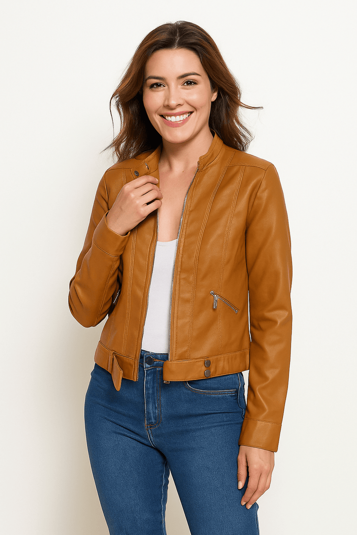 Drune | Jacke Im Biker Stil Kurzjacke mit Reißverschluss und Stehkragen