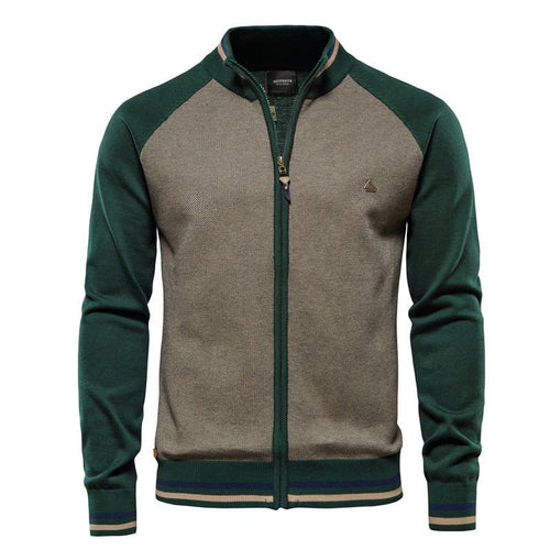 Drune | Herren Strickjacke mit Reißverschluss - Farbblock