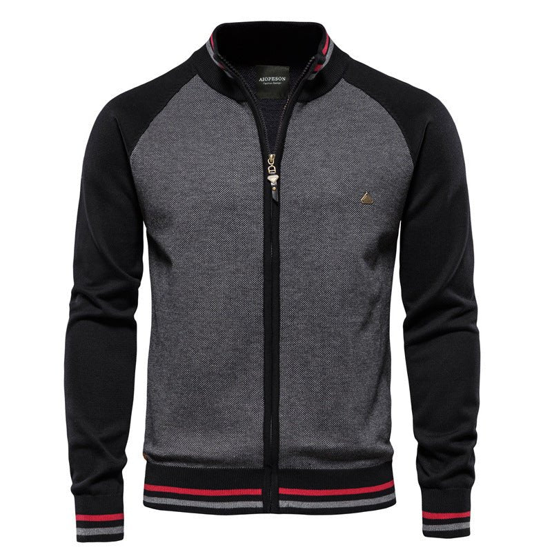Drune | Herren Strickjacke mit Reißverschluss - Farbblock