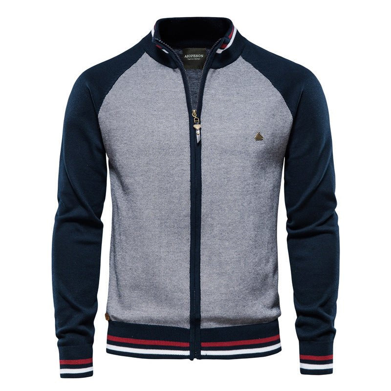 Drune | Herren Strickjacke mit Reißverschluss - Farbblock