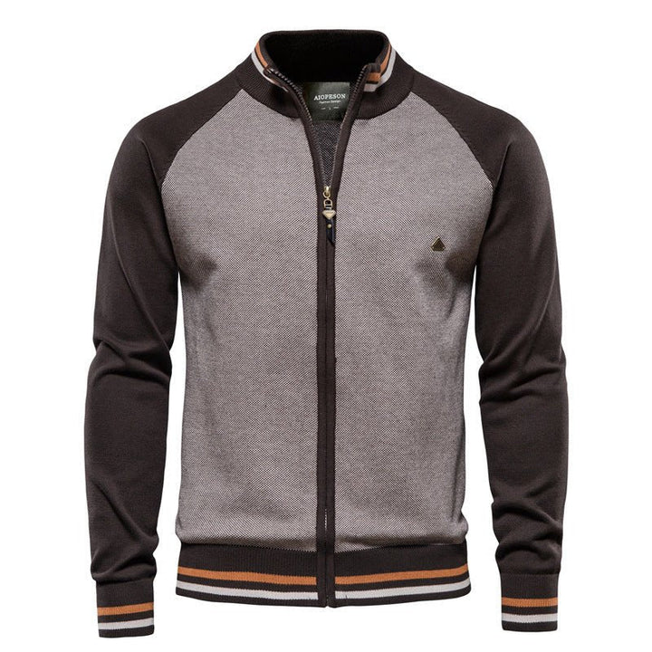 Drune | Herren Strickjacke mit Reißverschluss - Farbblock