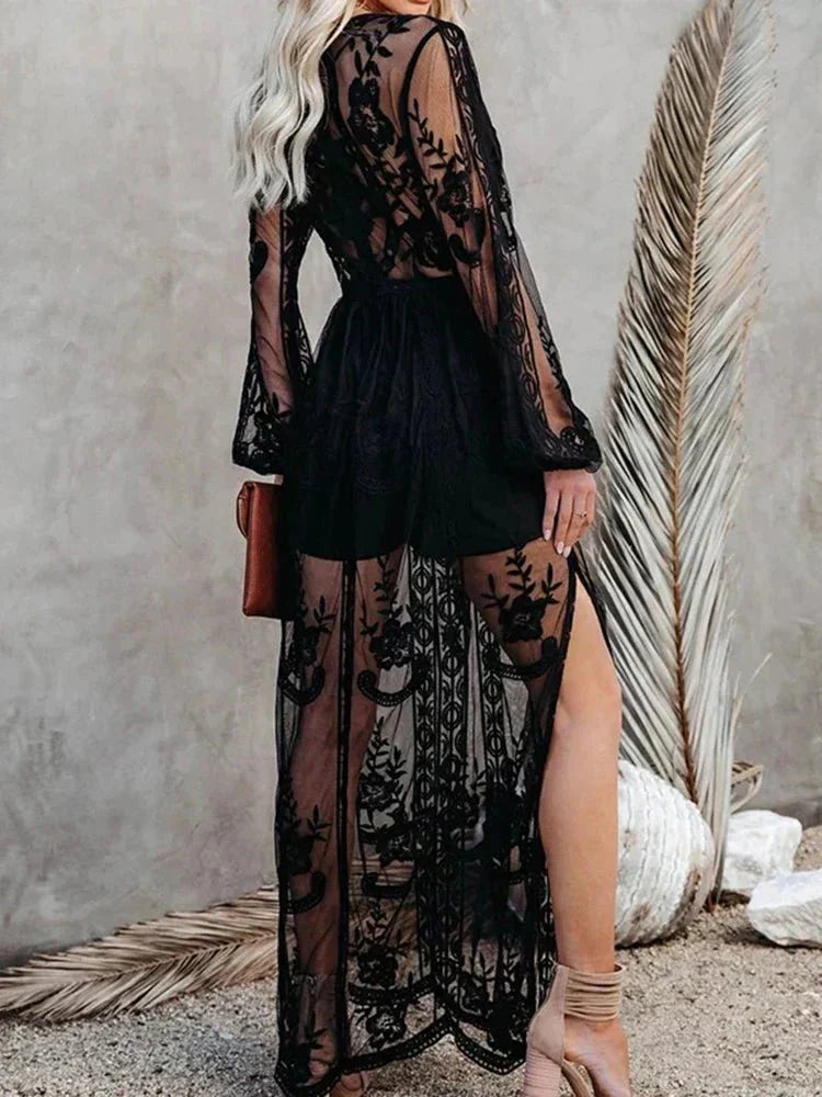 Drune | Elegantes und Fließendes Boho Spitzen-Maxikleid für Damen