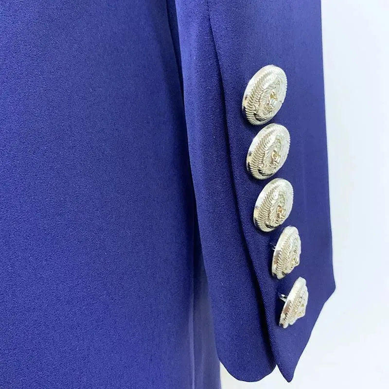 Drune | Navy Blau Tuxedo Blazer Frauen - Lässig - Einfarben
