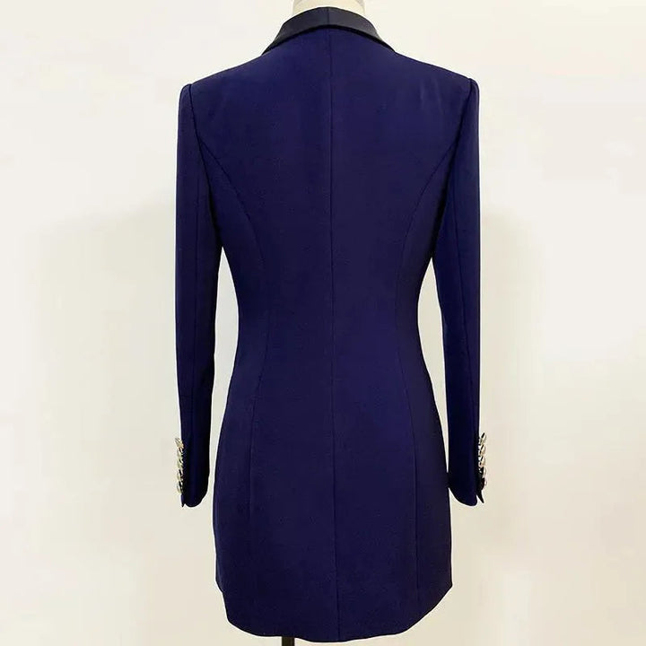 Drune | Navy Blau Tuxedo Blazer Frauen - Lässig - Einfarben