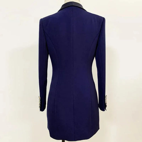 Drune | Navy Blau Tuxedo Blazer Frauen - Lässig - Einfarben