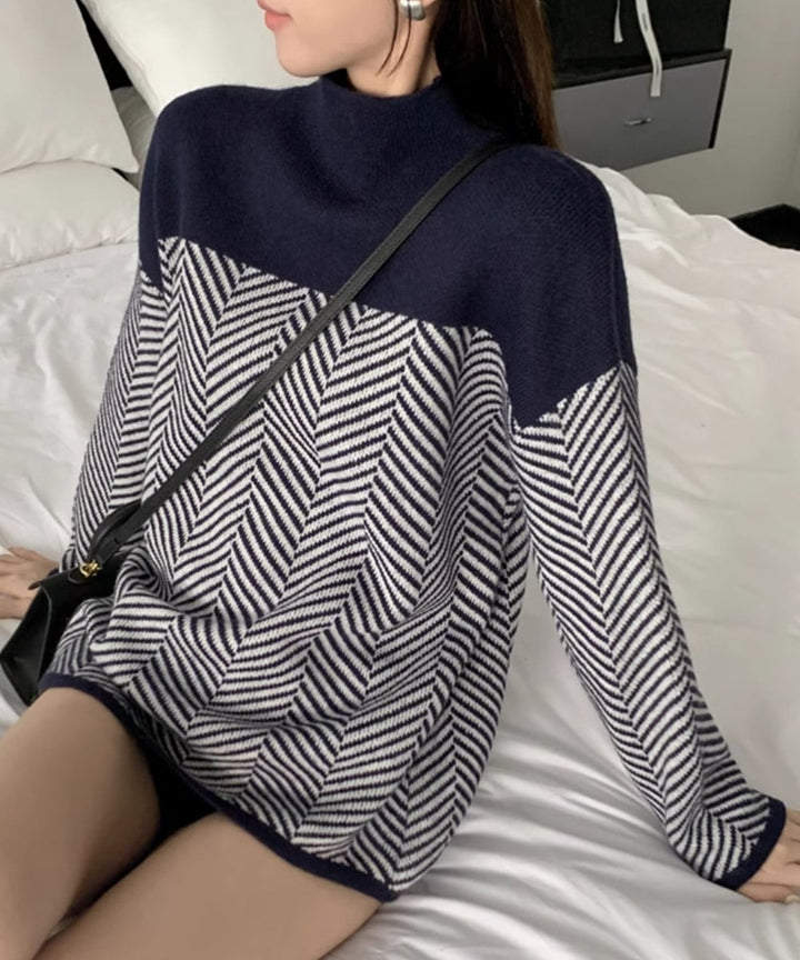 Drune | Retro Farbblock Halbturtleneck Pullover