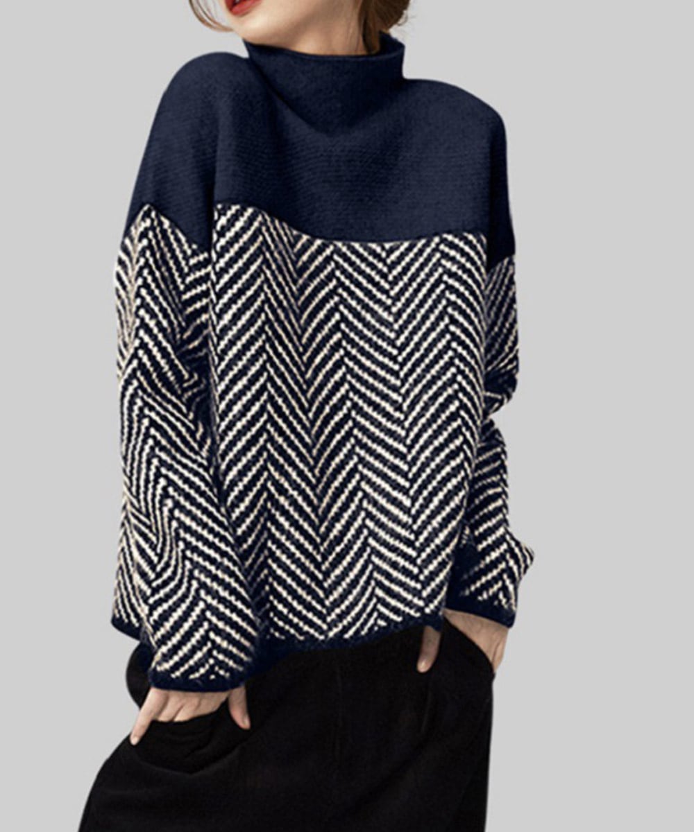 Drune | Retro Farbblock Halbturtleneck Pullover