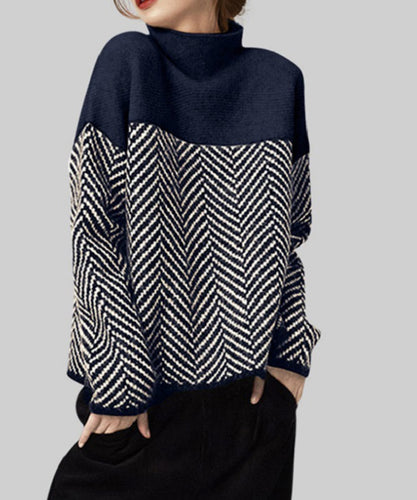 Drune | Retro Farbblock Halbturtleneck Pullover