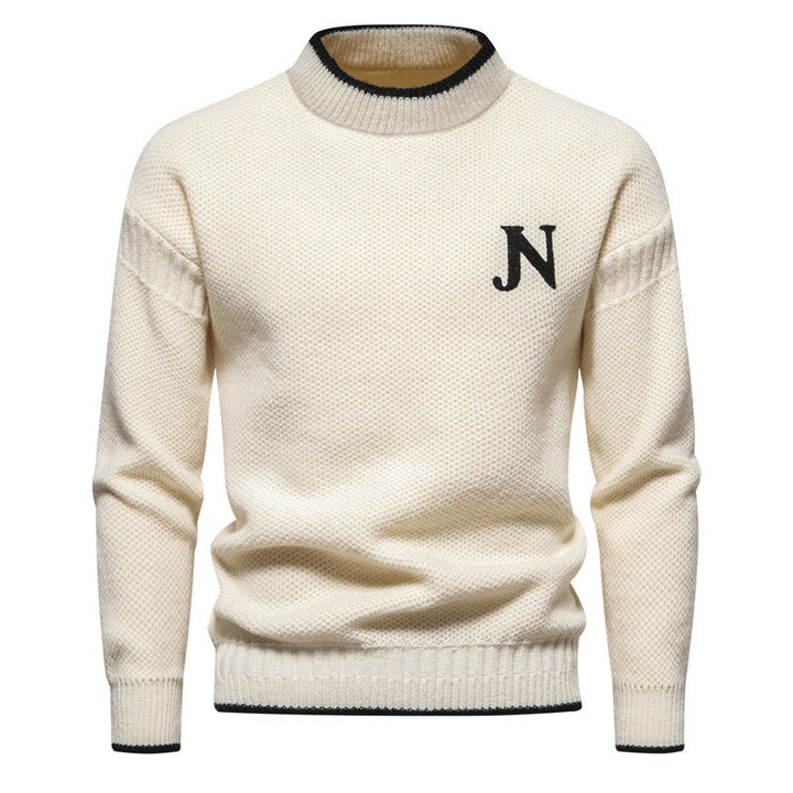 Drune | Klassische Weiße Strickjacke mit Buchstabendetail Baumwollmischung Zeitlos und Elegant