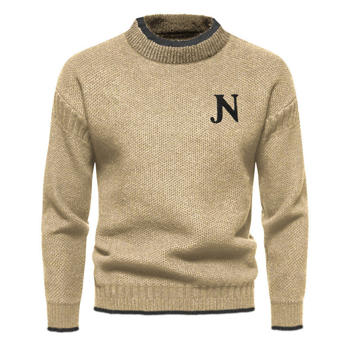 Drune | Klassische Weiße Strickjacke mit Buchstabendetail Baumwollmischung Zeitlos und Elegant
