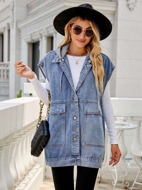 Drune | Neues Denim-Weste Sommermode-Trend Denim Ärmellose Weste