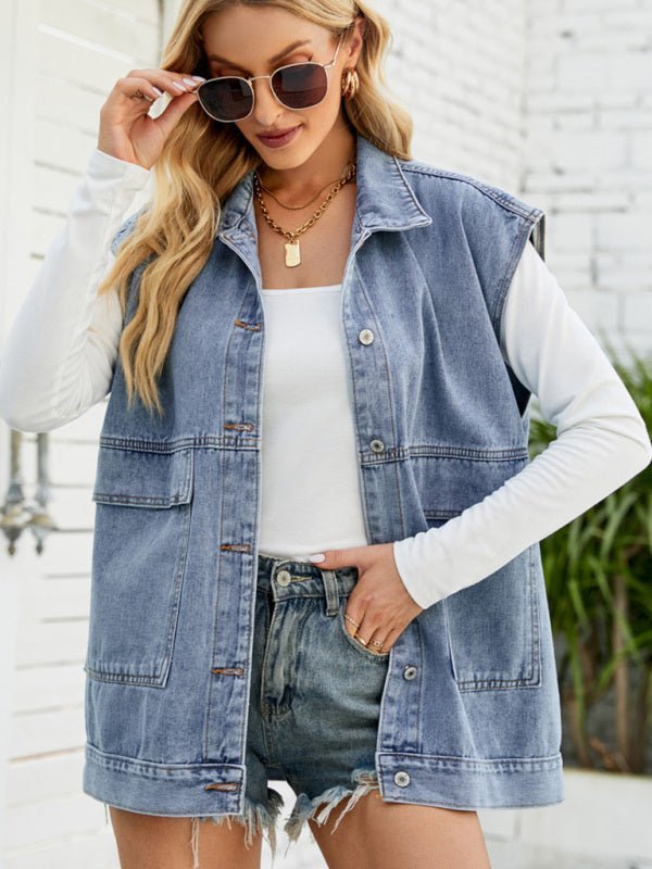 Drune | Neues Denim-Weste Sommermode-Trend Denim Ärmellose Weste