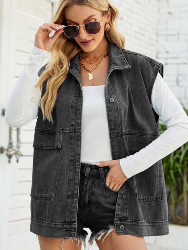 Drune | Neues Denim-Weste Sommermode-Trend Denim Ärmellose Weste